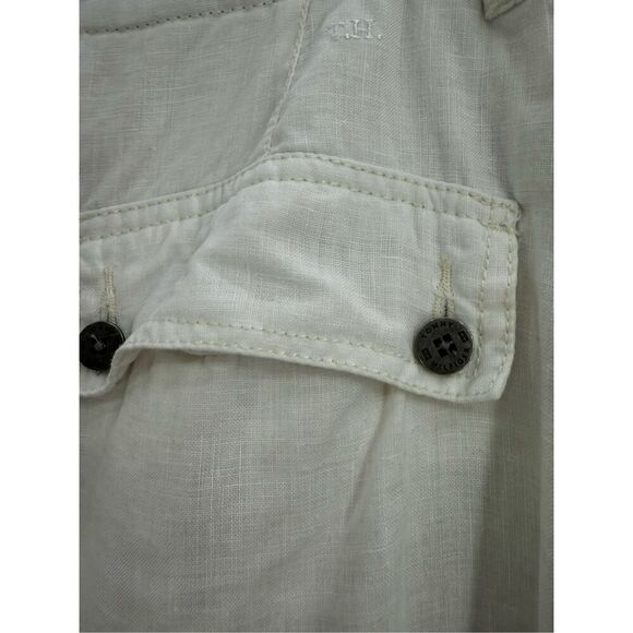 Tommy Hilfiger Y2K Womens White Linen Straight Zip Leg Cargo Pants Size 16 - Picture 3 of 12